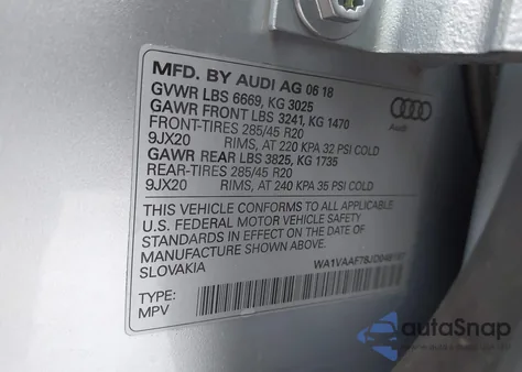 2018 Audi Q7 3.0T Premium from USA, damaged, VIN WA1VAAF78JD049187